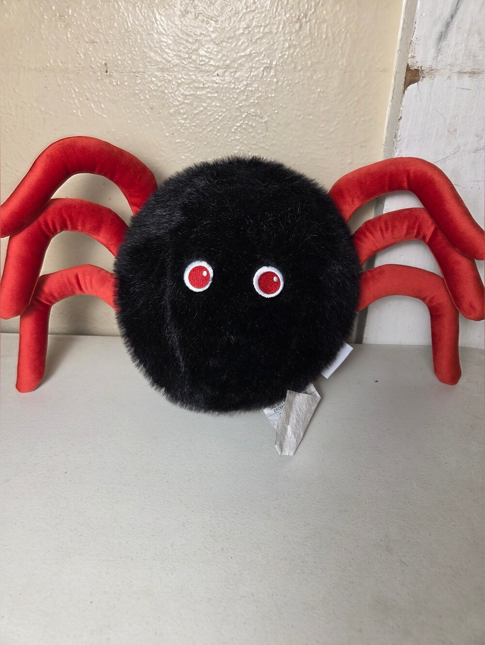 Cupcakes and Cashmere Faux Fur Spider Plush  Bendable Legs Black Red Soft